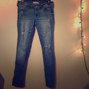 Hollister- Light washed, distressed skinny jeans